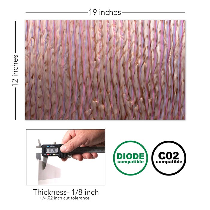 ColorWave Acrylic 2.6mm (1/8th Inch), 12x19 inch | CO2 Laser & CO2 Glowforge Ready, Special Pattern Cast Acrylics, Craft Closet Brand
