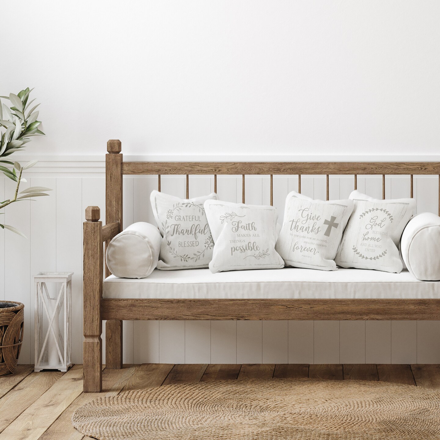 Stupell Industries Spiritual Faith Phrases 4 Piece Decorative Printed Throw Pillow Set, design by Val Rhodes, 18 x 7 x 18