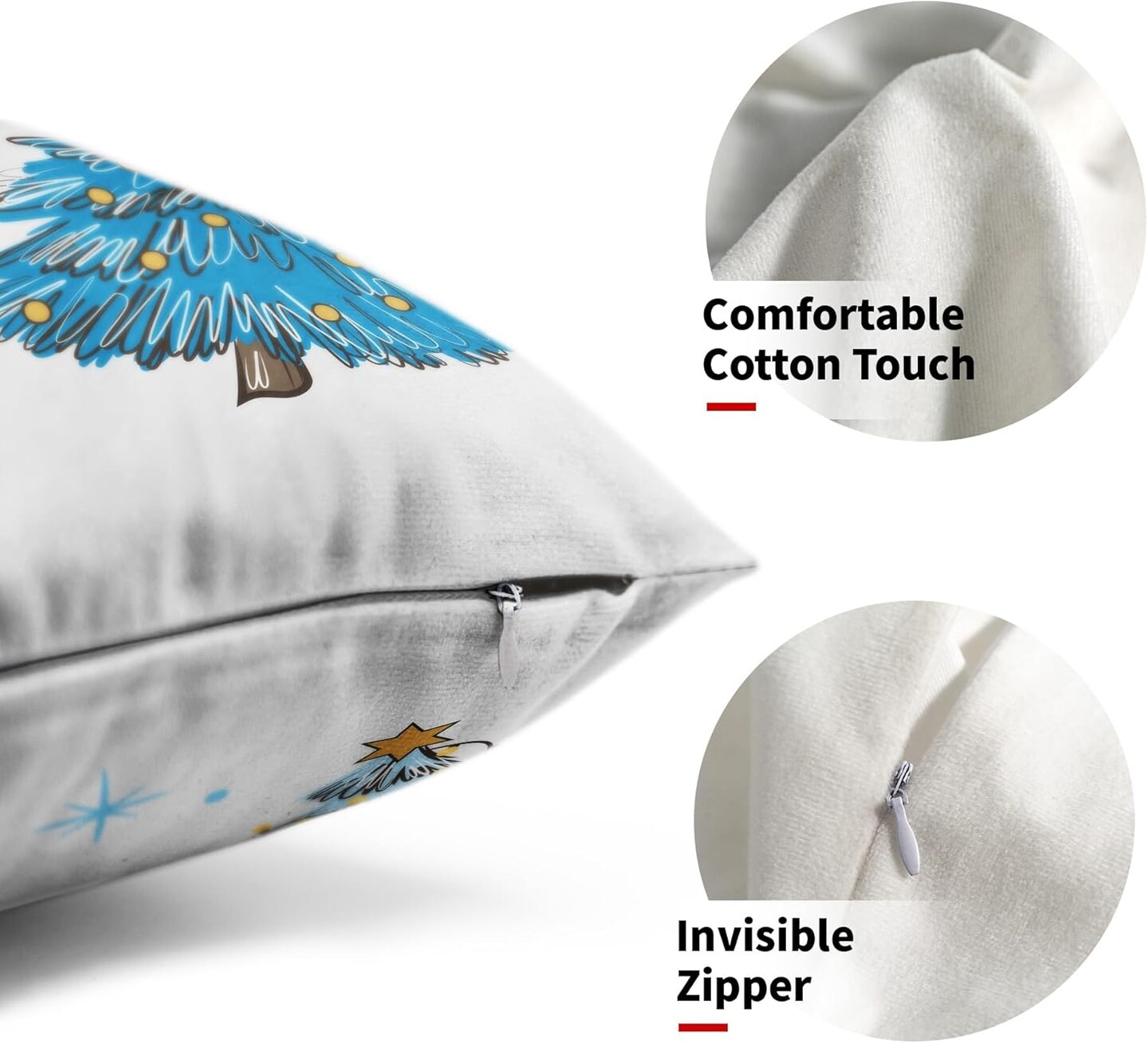 Blue Christmas Tree Lumbar Throw Pillow Covers 12X20 In Set of 2 Xmas Tree Lights Stars Decorative Rectangle Pillow Cases Winter Holiday Pillow Cover Farmhouse Home Decor For Living Room Sofa Couch