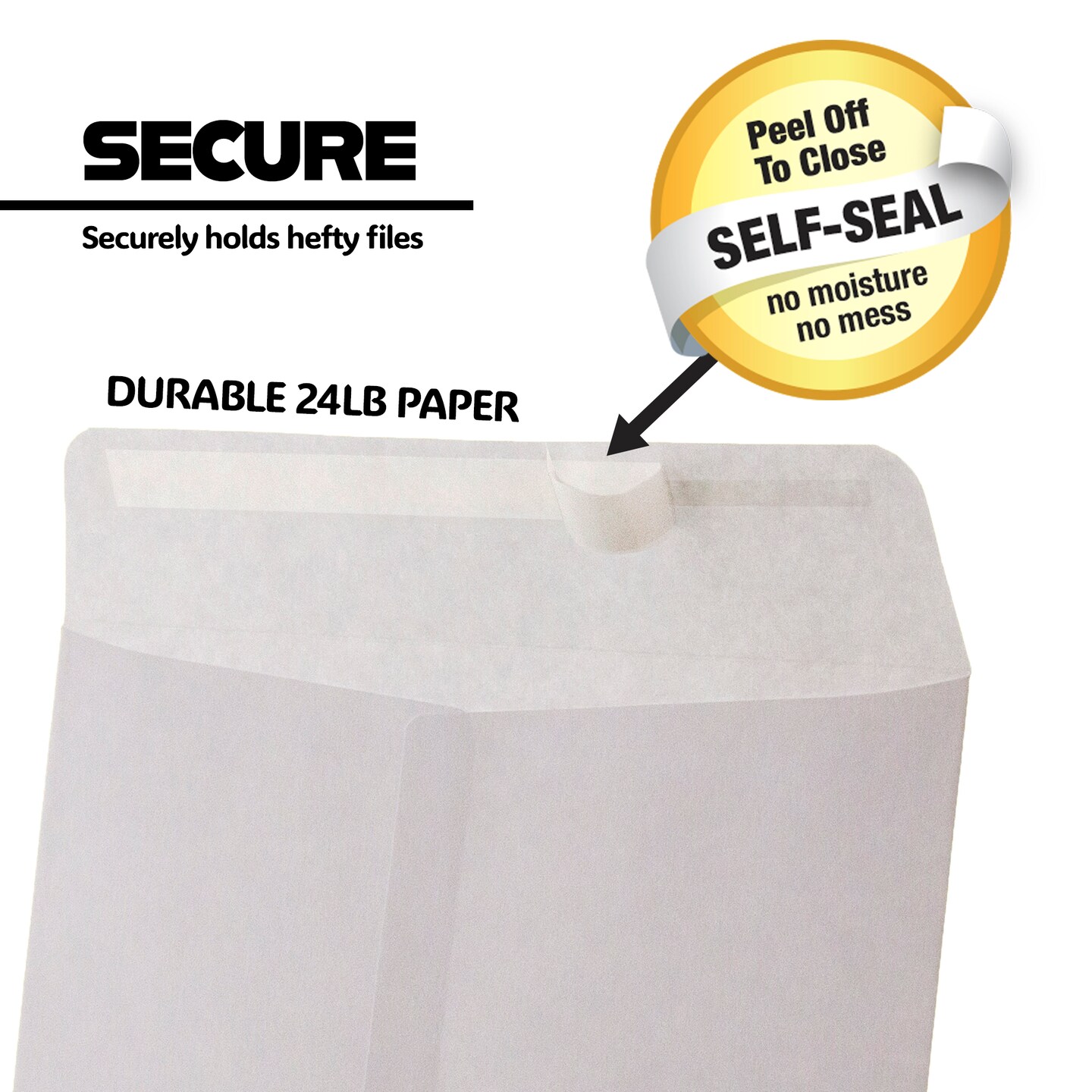 BAZIC Self-Seal White Envelope 10&#x22; X 13&#x22; (4/Pack)