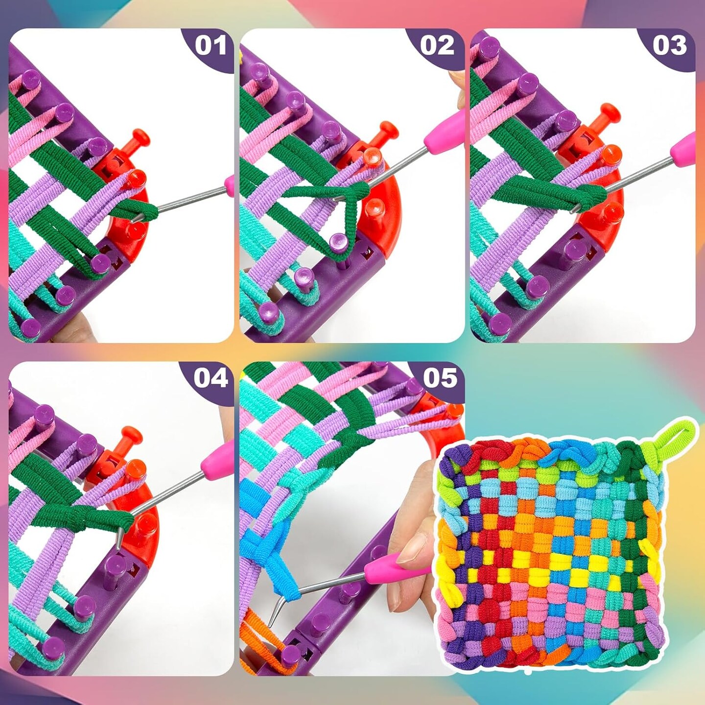 Weaving Loom for Kids and Adults,Potholder Loom Kit with 240 Colorful Loops