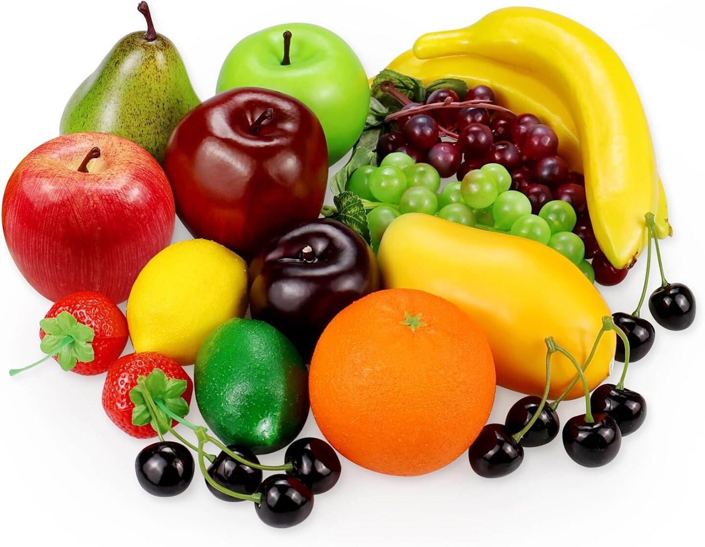 20 Pieces Fake Fruit, Artificial Fruit Decor That Look Real, Faux Fruit for Decoration Party Kitchen Table Centerpiece, Photography Props Fruits Display, Fake Apples, Grapes, Lemon, Oranges