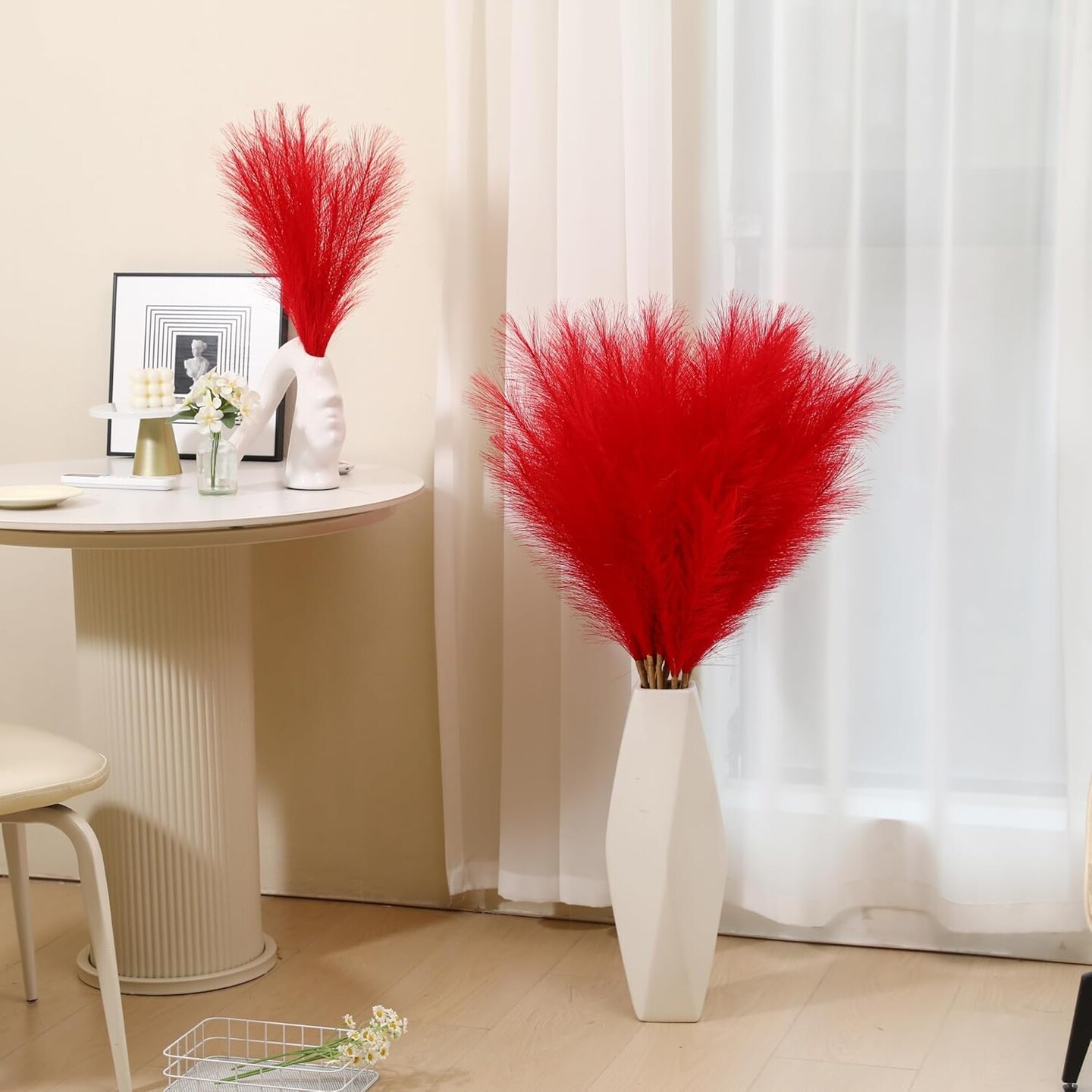 9 Stems Red Pampas Grass - 38 Inch