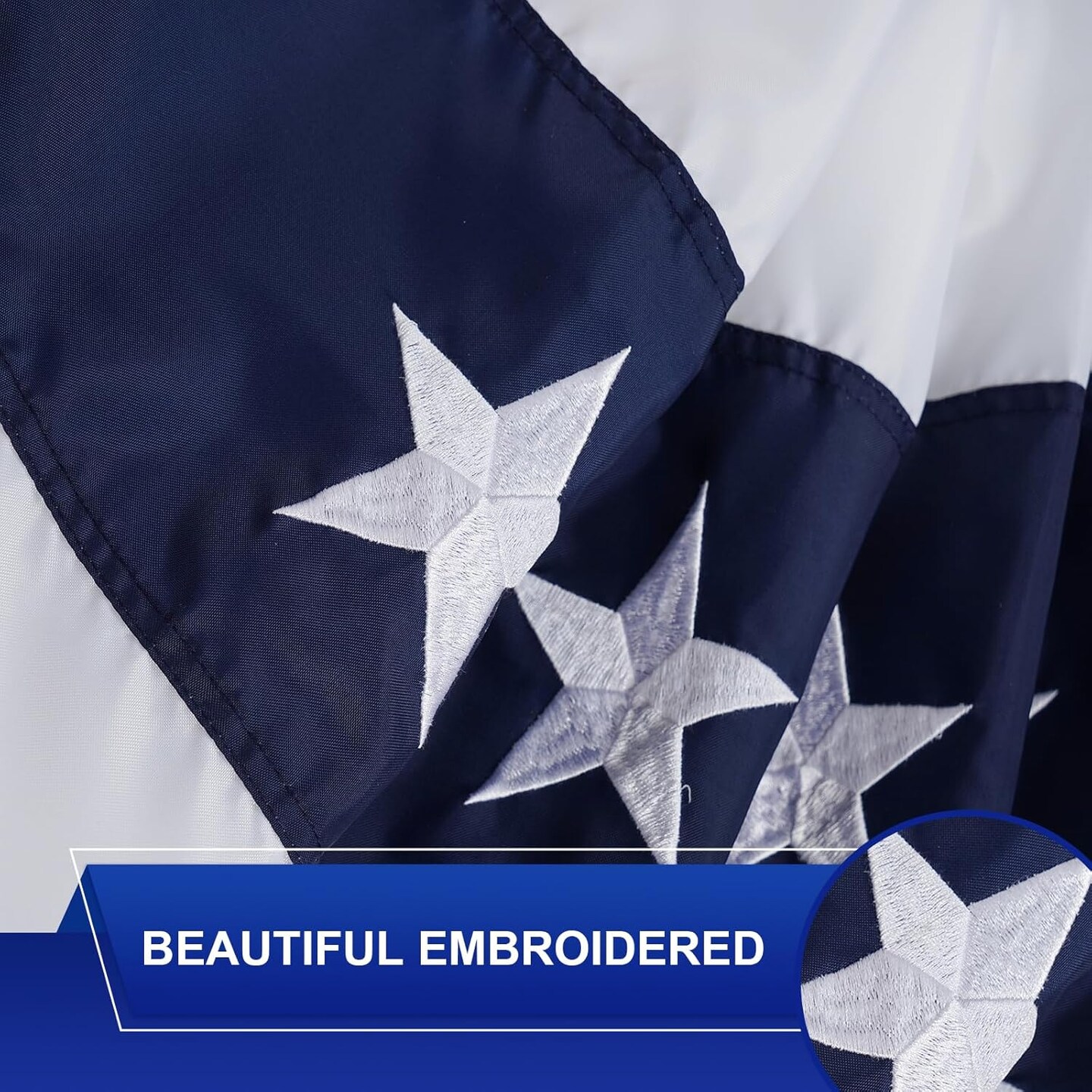 Bunting Flags Outdoor 3x6 Ft American Buntings Flag for Outside Embroidered Stars Memorial Day 4th of July Decorations with Brass Grommets