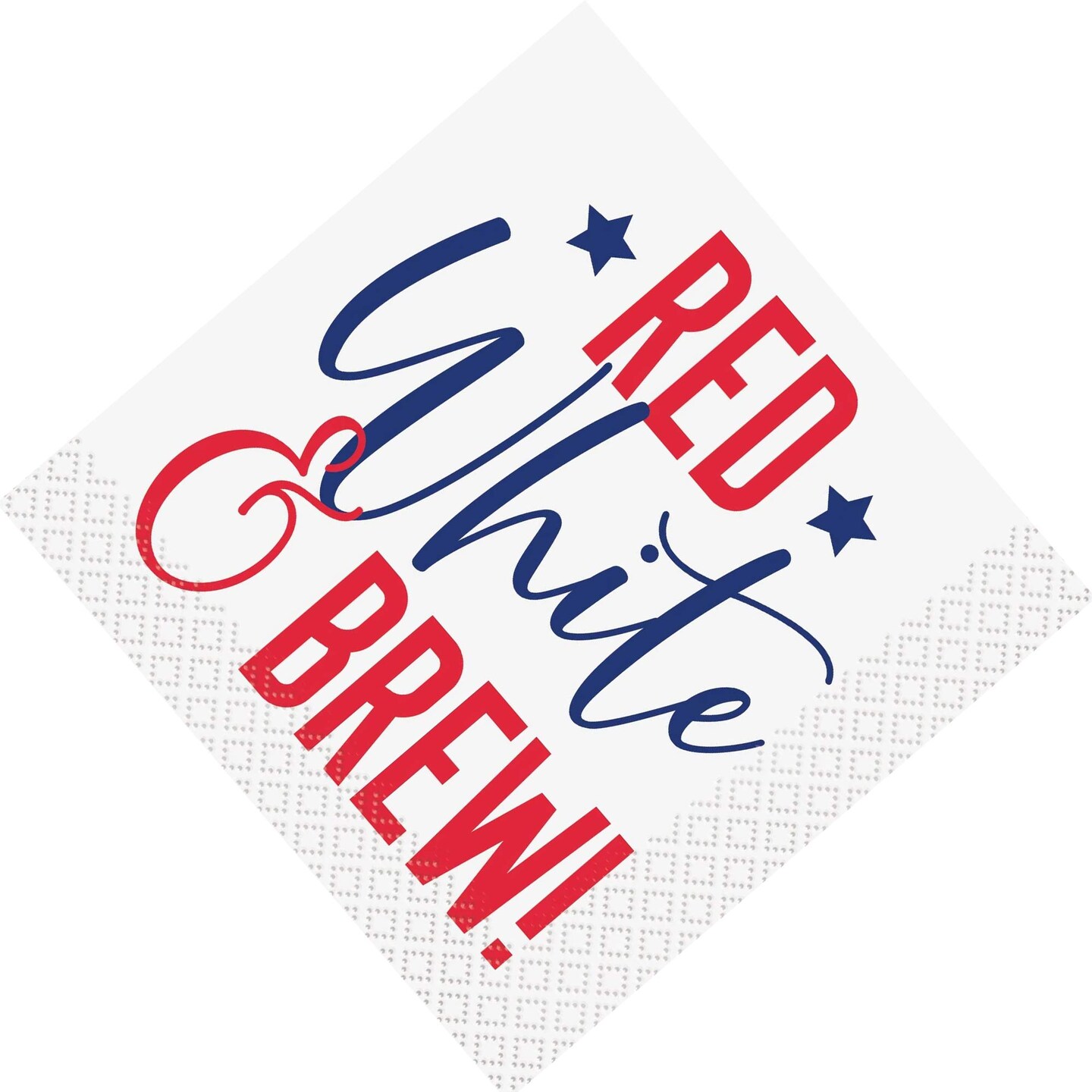 4th of July Peppy Patriotic Red White and Brew Beverage Napkins 16 Count Party Supplies