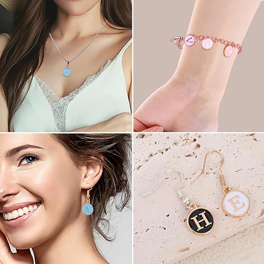 104 PCS Letter Charms – Double-Sided Metal Alphabet A–Z for DIY Necklaces & Jewelry Making