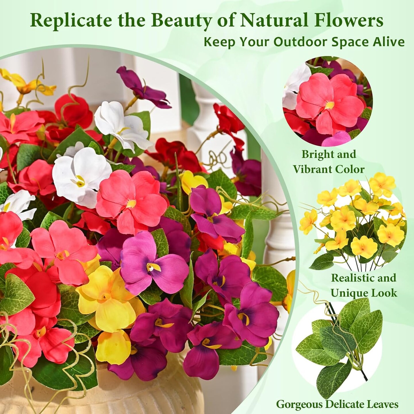 10 Bundles Look Real Artificial Flowers for Outdoors, UV Resistant Outdoor Artificial Flowers, Realistic Fake Outdoor Flowers Silk Faux Flowers for Outdoor Planters Porch Patio Yard Window Box