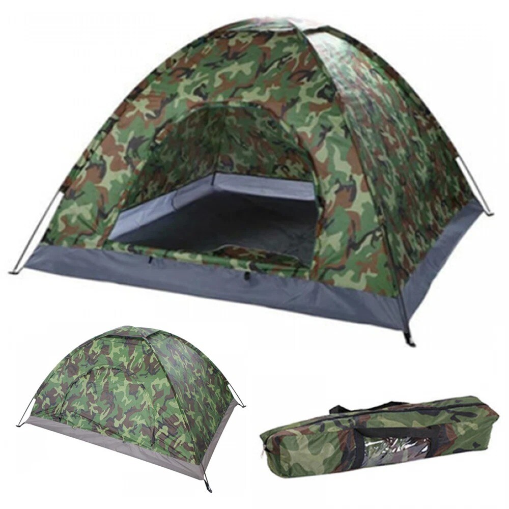 2Person Camping Tent Camouflage Patterns Backpacking with Carry Bag