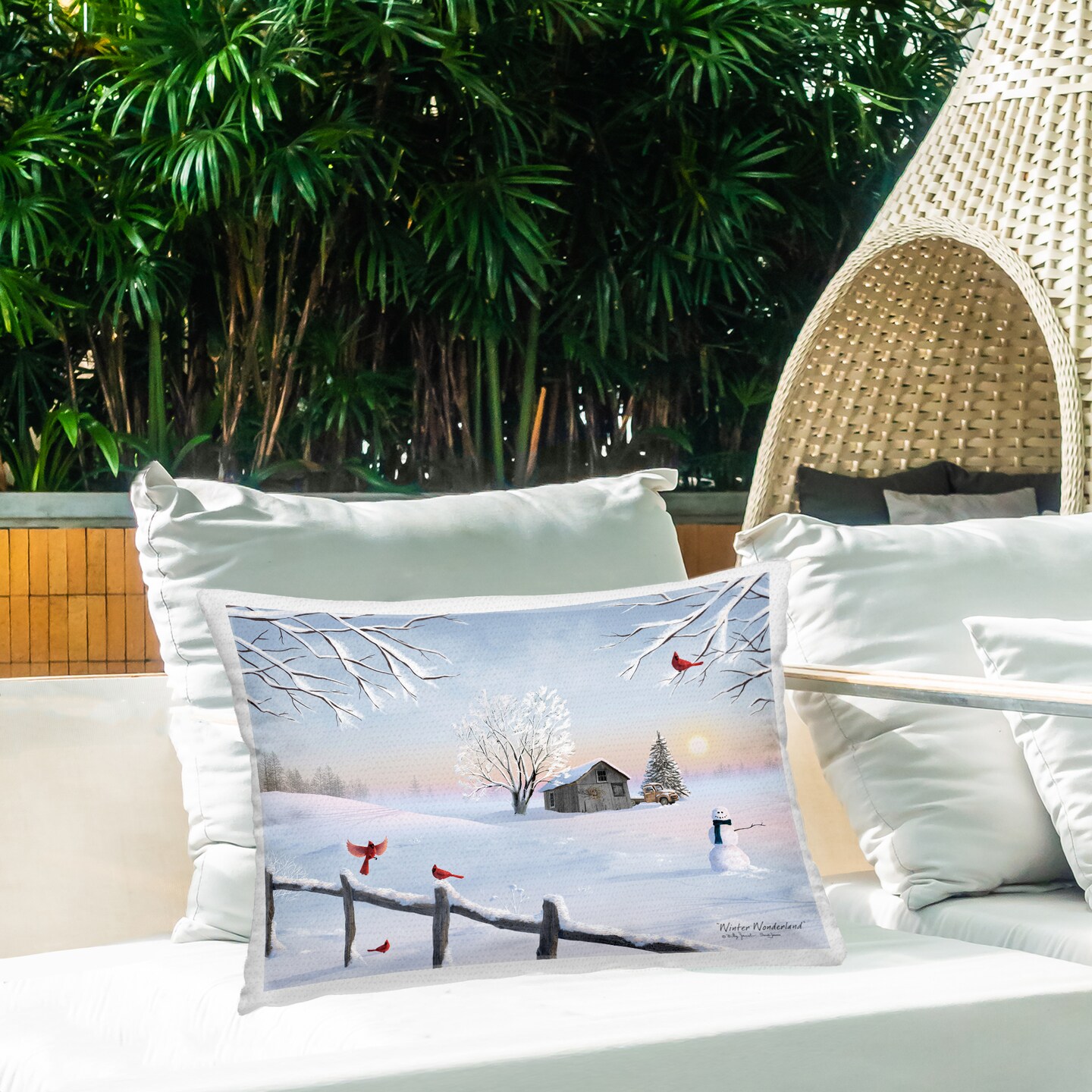 Stupell Industries Winter Wonderland Sunrise Outdoor Printed Pillow, design by Billy Jacobs, 14 x 7 x 20