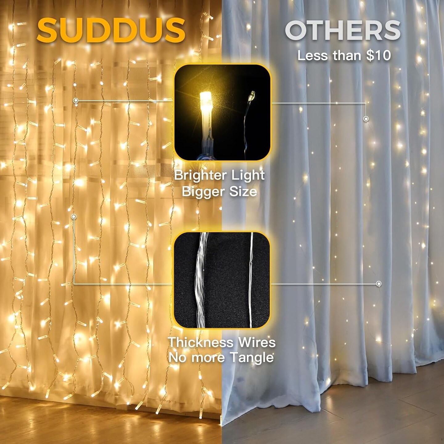 Curtain Lights for Bedroom, 200 Led Hanging String Lights Outdoor, Fairy Curtain Light Indoor for Christmas