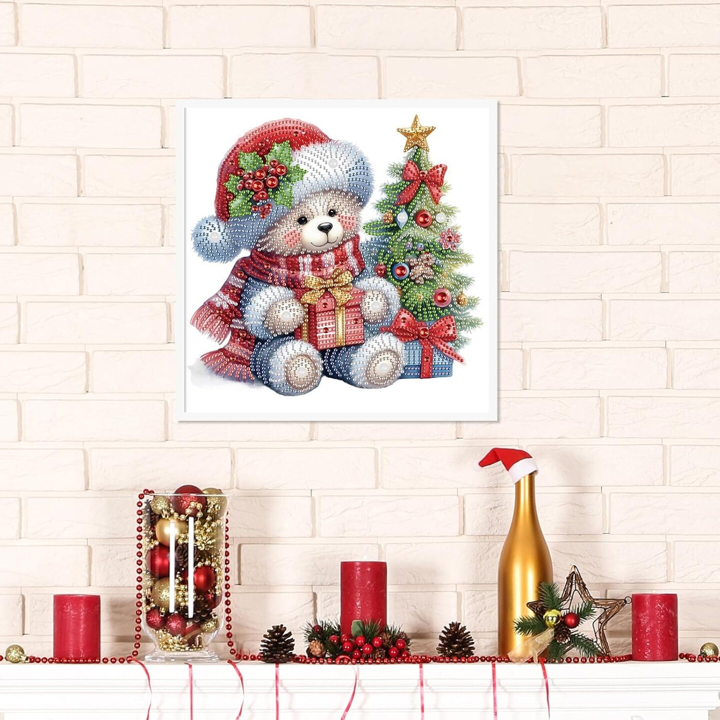 Eiflow DIY Diamant-Malerei Set – Weihnachtsschneemann Als Anhänger, Mit Speziellen Steinen & Werkzeug