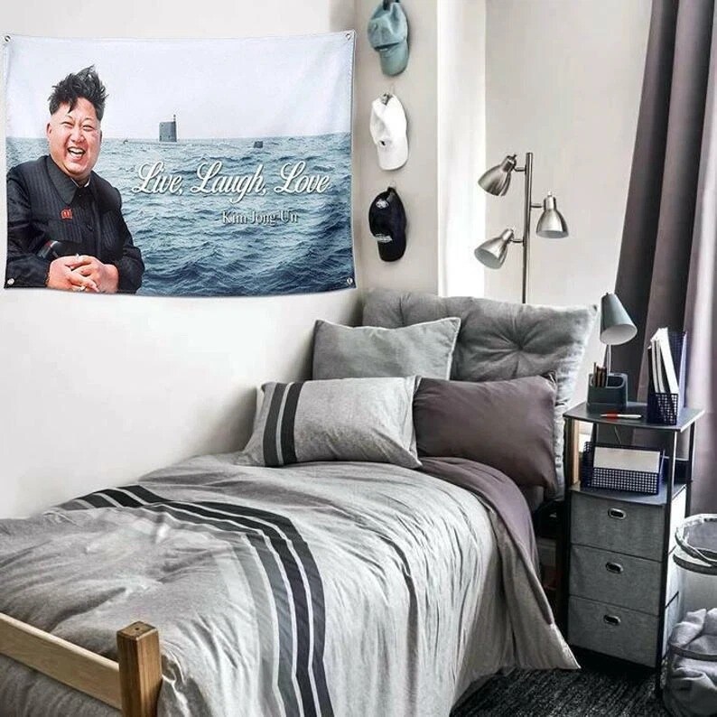 Kim Jong Un Live Laugh Love 3x5FT Banner Flag College Dorm Decor