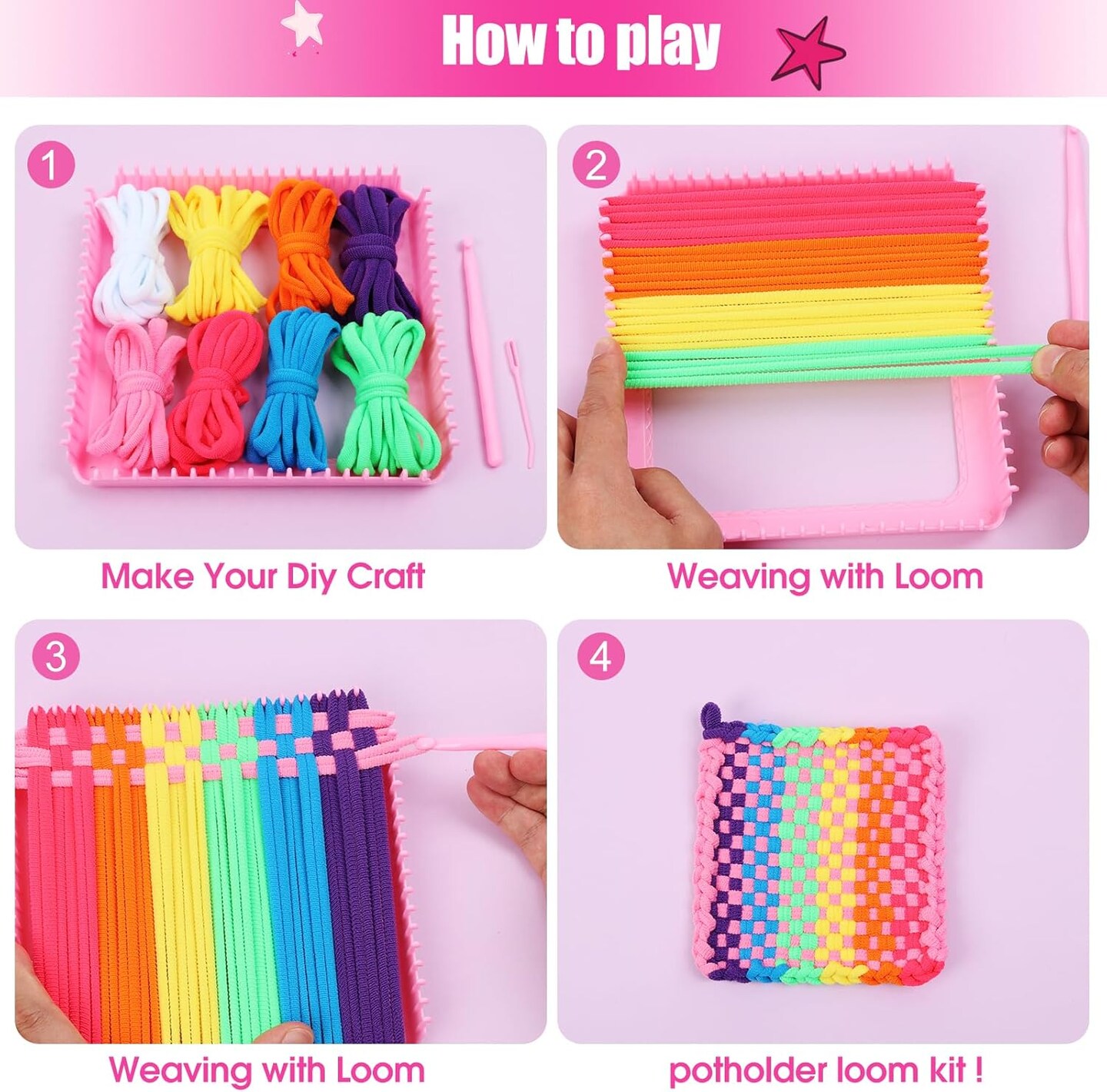 Weaving Loom Kit for Kids - Birthday Gifts for Girls Ages 6-12, DIY Craft Kit for Making Potholders
