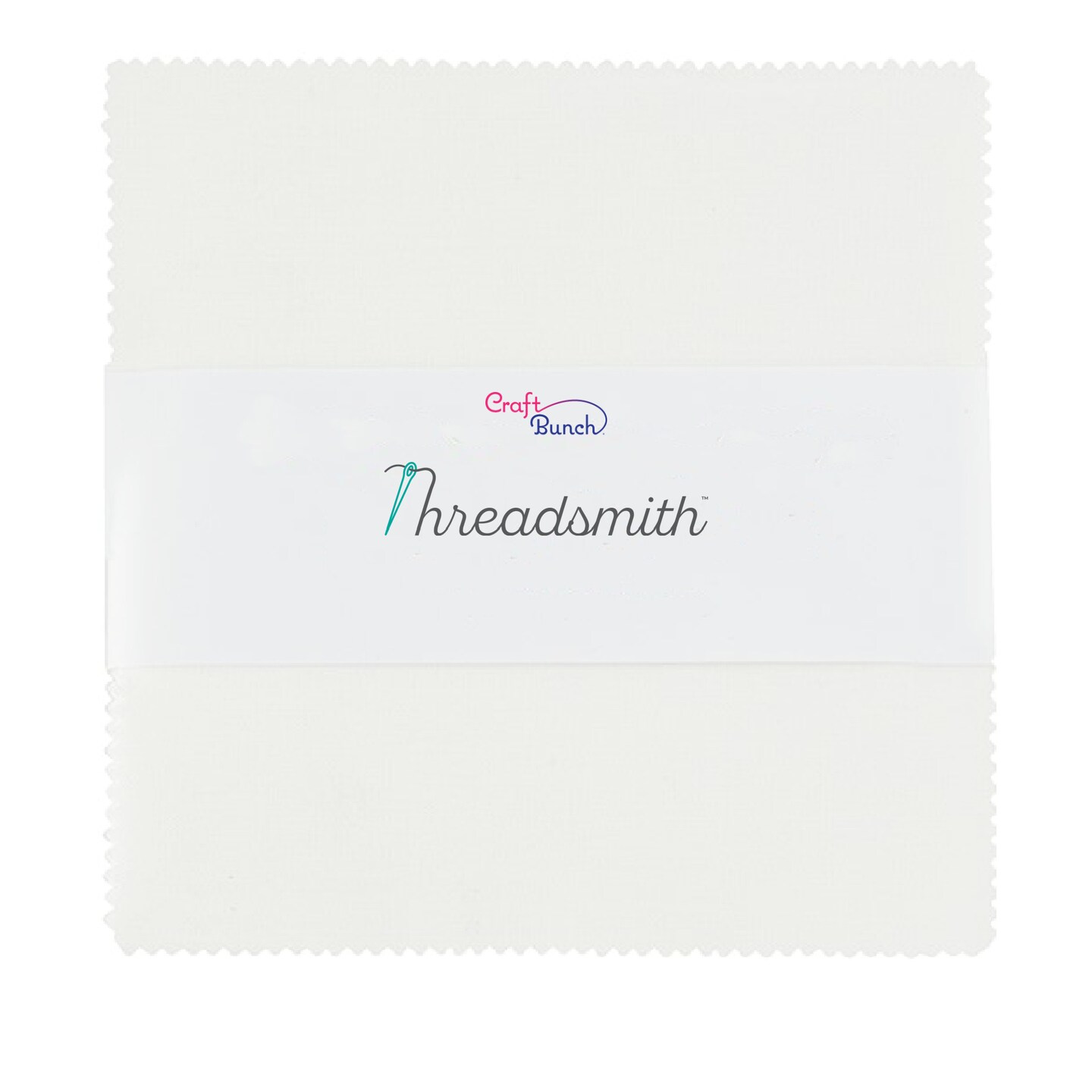 Threadsmith - 5 inch Charm Pack for Quilting - 42 Precut Cotton Fabric Squares (White)