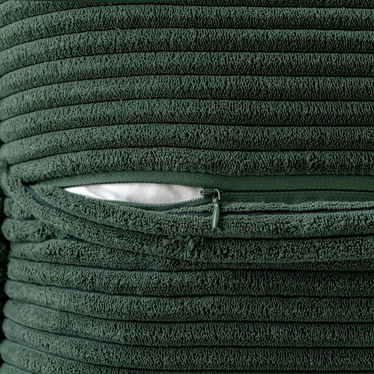 Dark Green Corduroy Pillow Covers with Splicing Set of 2 Super Soft Boho Striped Pillow Covers Broadside Decorative Textured Throw Pillows for Couch Cushion Livingroom 18x18 inch