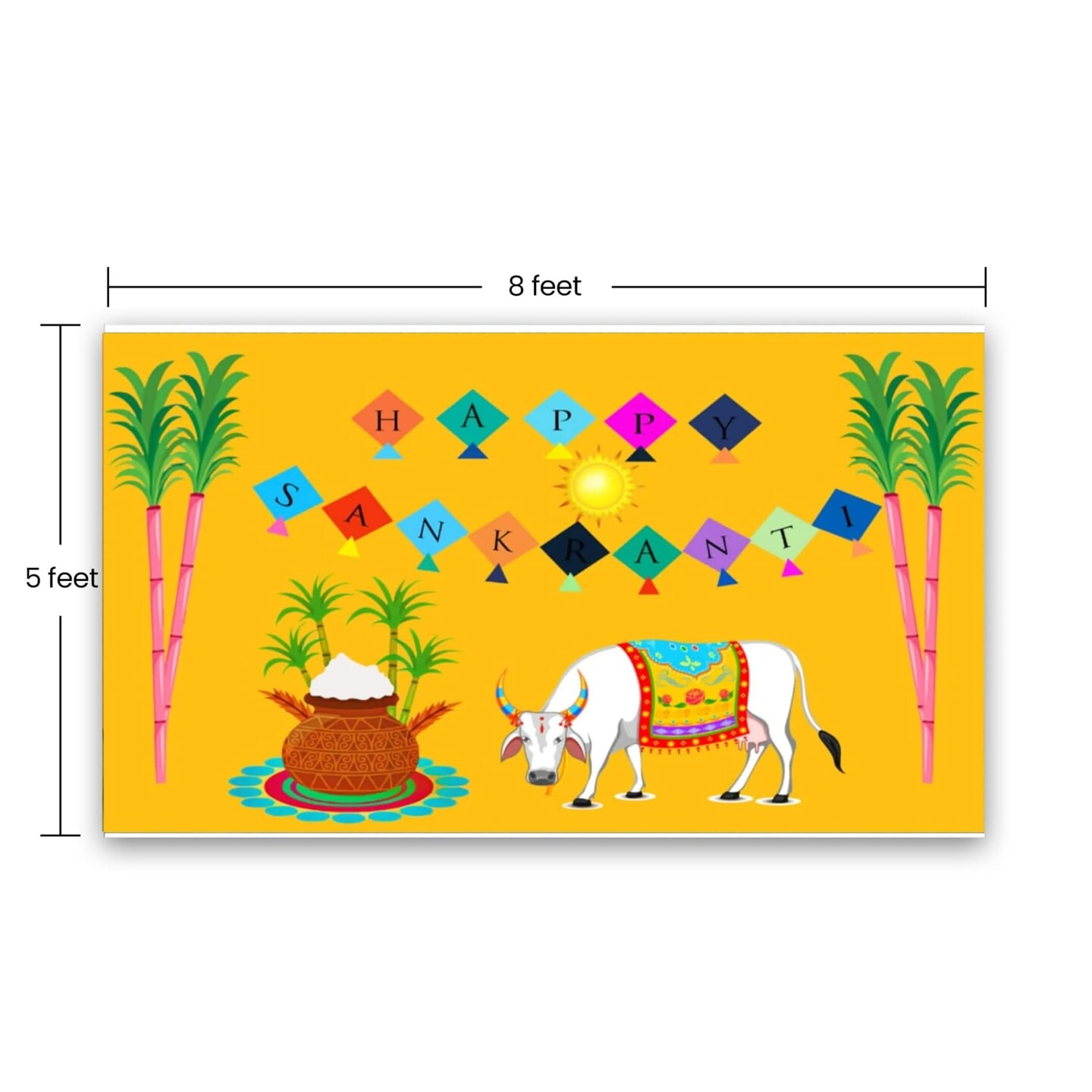 Happy Makar Sankranti Backdrop Banner - Sankranthi Decor Indian Harvest Festival Background Holiday Banner Wall Background Sankranti Party Celebration Decorations Photo Props