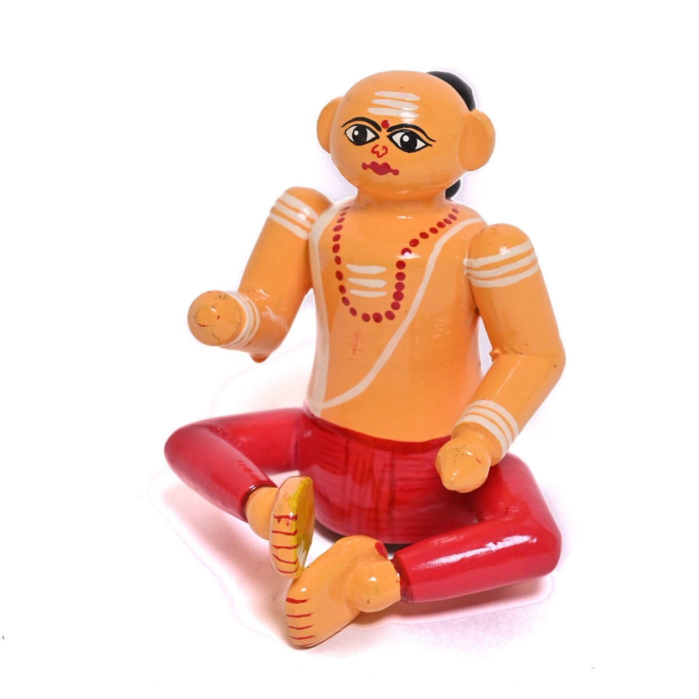 Wooden Brahmin Doll Kondapalli Toys Handpainted Brahman Pandit Ji Indian Showpiece for Home Decoration Shelf Display Table Decor and Gifting Item Navaratri Golu Dolls