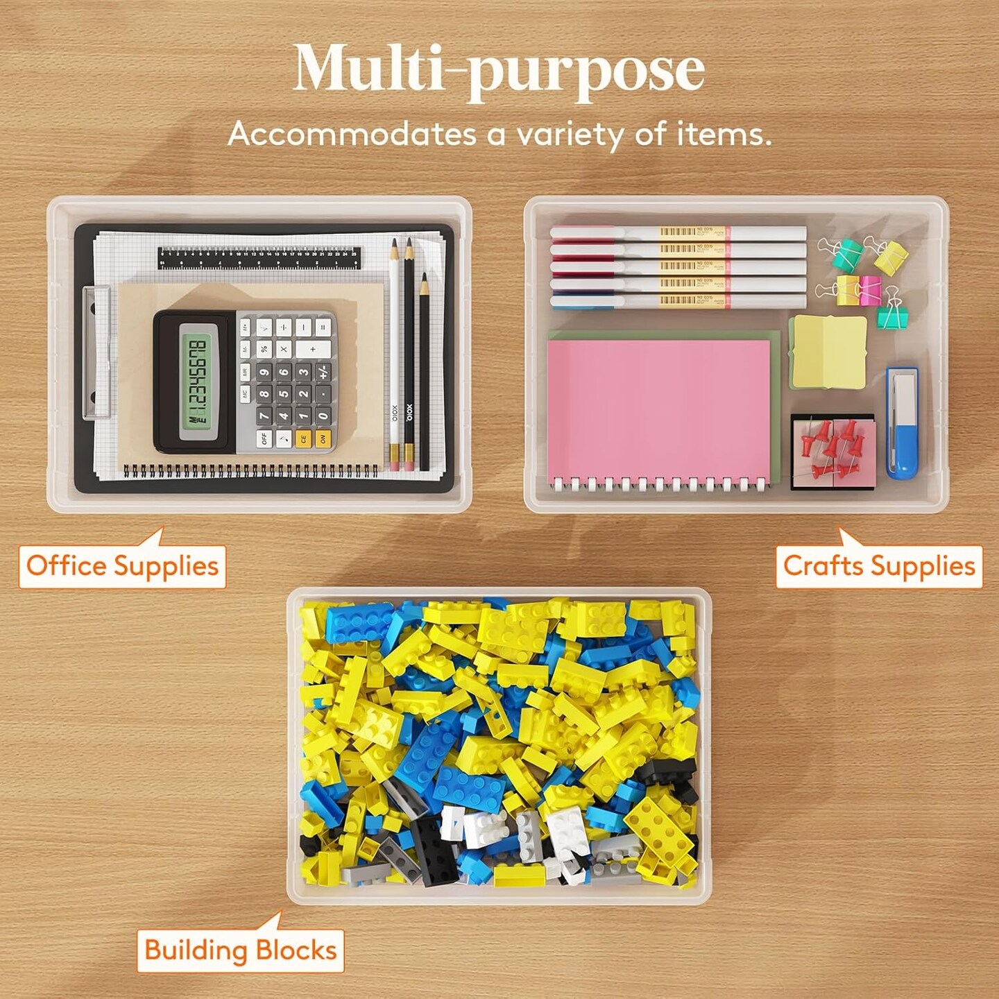 4 Pack Multi-Purpose Plastic Storage Box with Latching Lids - Clear