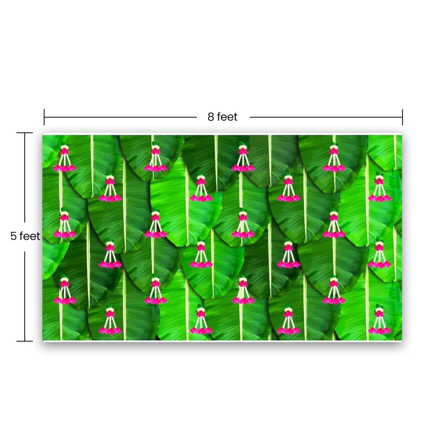 Banana Leaf Backdrop 5x8 Feet Backdrop Indian Traditional Cloth Backdrop Pooja Backdrop Indian Wall Art Photo Decor Banner Diwali Decor Wedding Backdrop Decorative Pooja Cloth