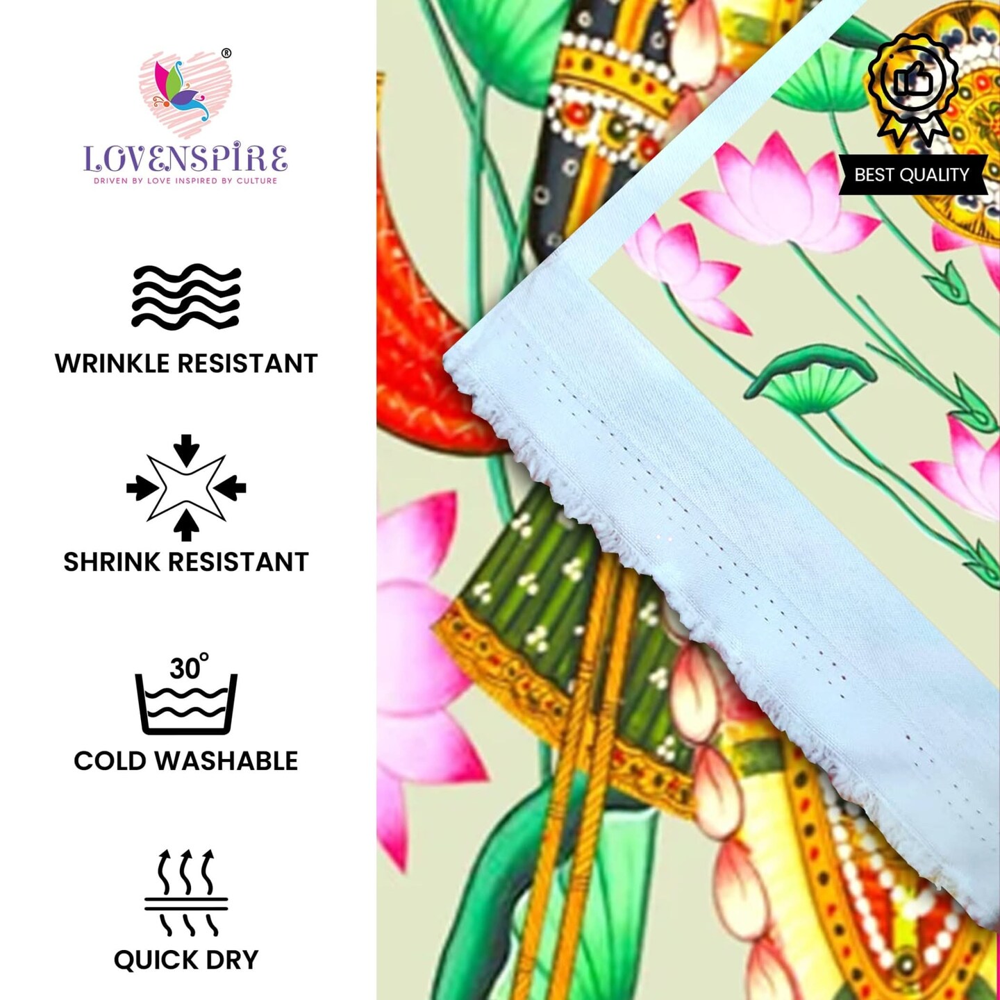 Krishna with Cow Backdrop Indian Traditional Cloth 5x8 Feet Backdrop Pooja Wall Decor Indian Wall Art Photo Decor Banner Indian Wedding Favor Decorative Pooja Cloth