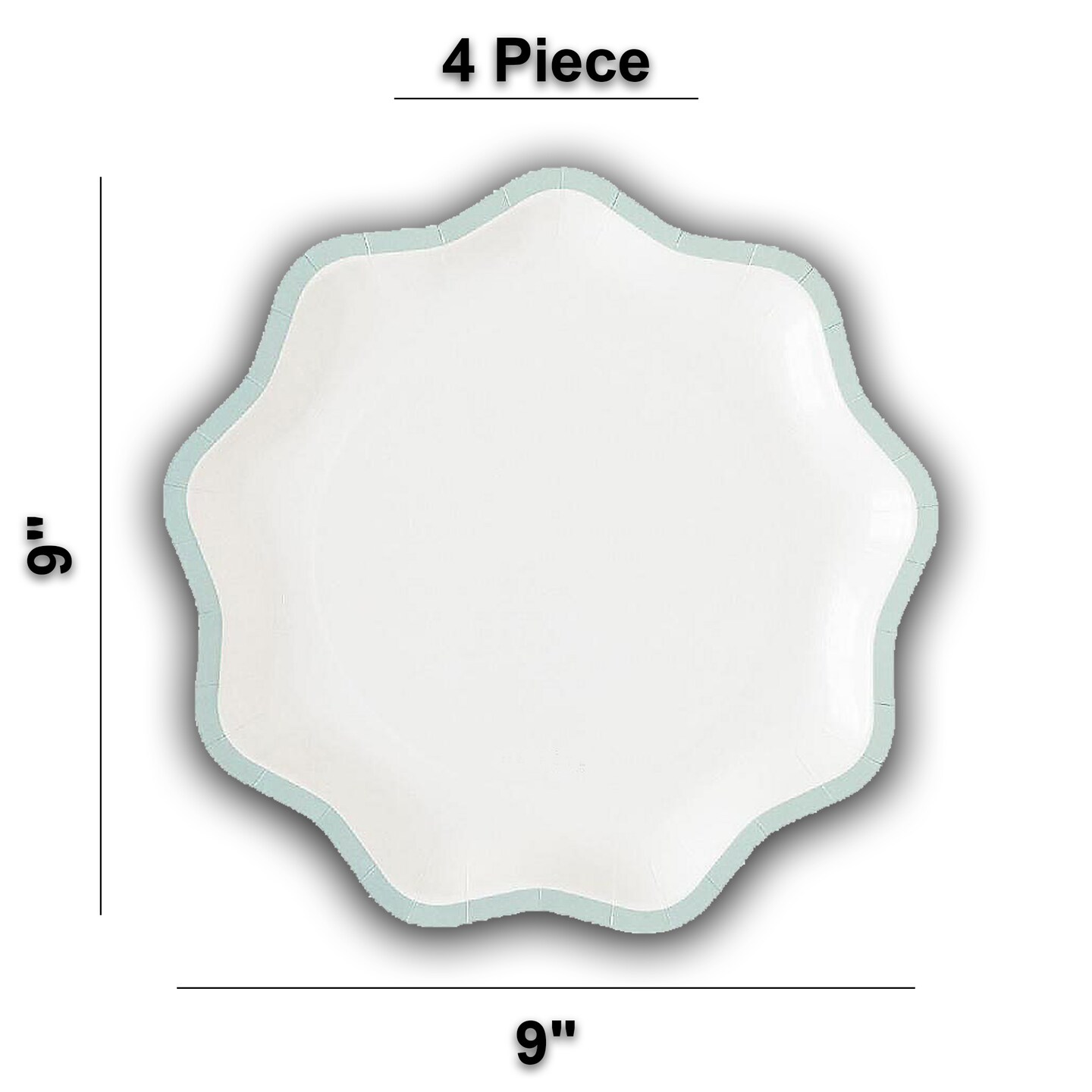 4 Pieces Mint Green 9" Paper Dinner Plates Eco-Friendly Party Supplies 9 inch