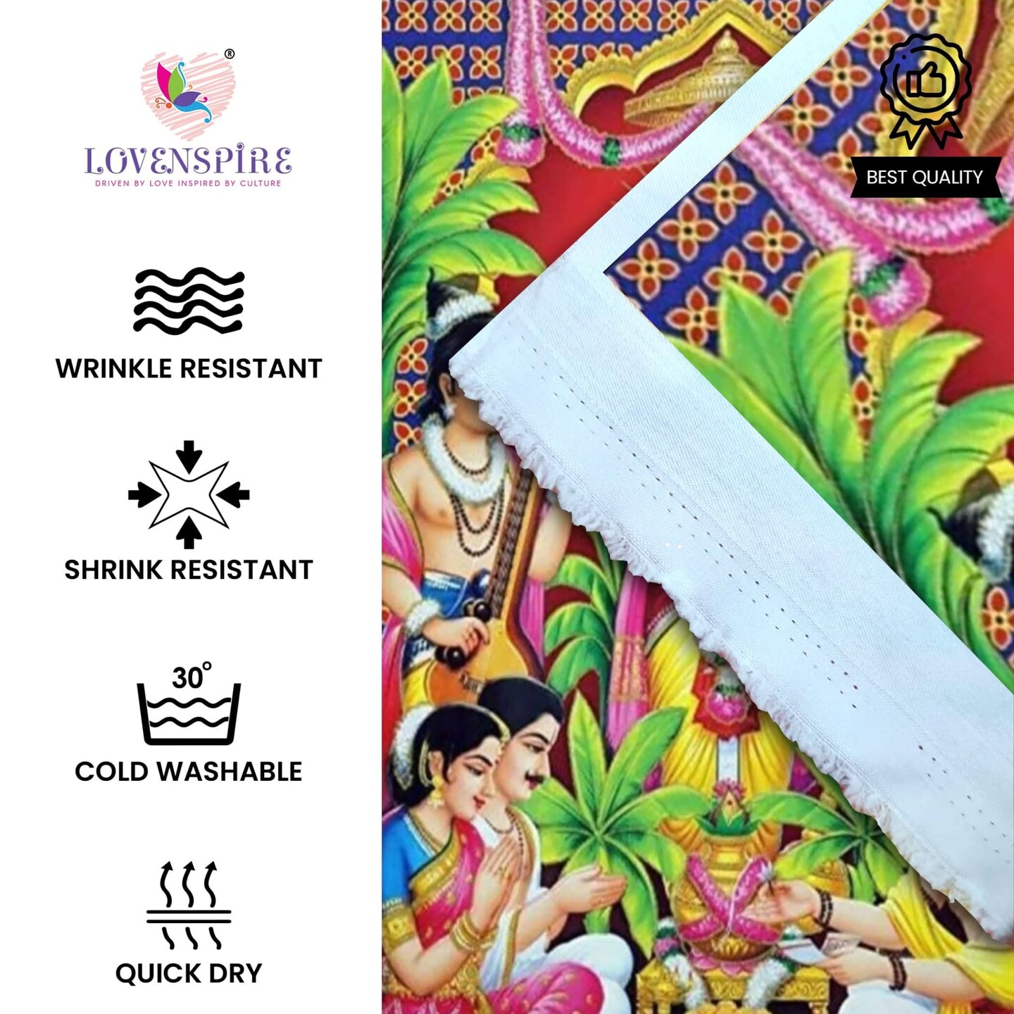 Satyanarayana Cloth Banner Backdrop 5x8ft Hindu God Wallpaper Home Room Wall Decor Photo Studio Booth Props Traditional Pooja Backdrop Housewarming Decoration Wall Banner