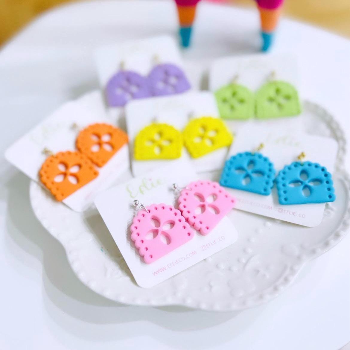 Papel Picado Fan Earrings | MixMatch Festive Mexico Jewelry | Day
