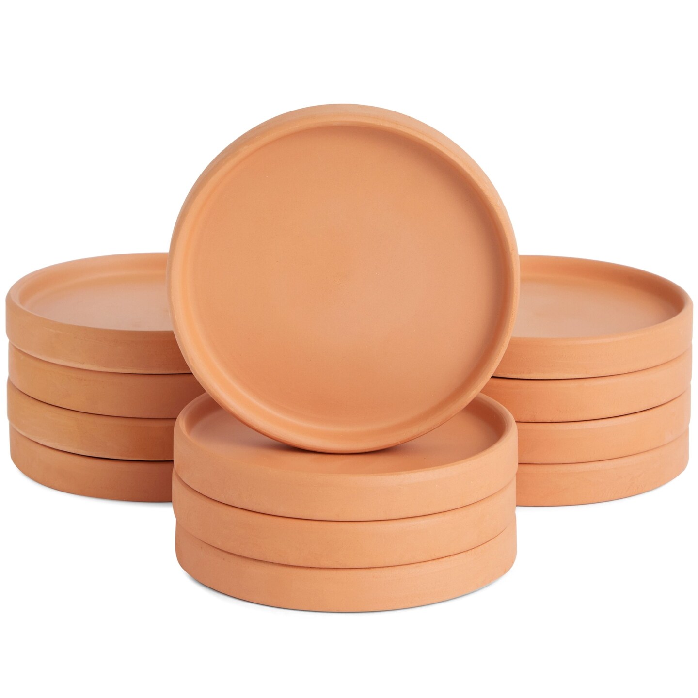 Okuna Outpost 12 Pack Small Terra cotta Plant Saucer for Flowers, Plant Trays for Pots with Drainage, Round Clay Plates for Indoor, Outdoor Plants, Prevents Excess Moisture and Spills (4.5 Inches)