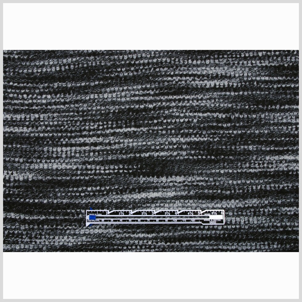 1 Yard Sumptuous Black/Gray Italian Wool Blend Fabric, Medium Weight, 53 inch Width
