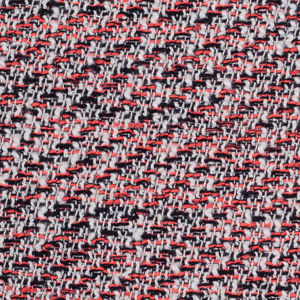 1 Yard Bright Coral and Black Metallic Tweed Fashion Fabric 59 inch Width