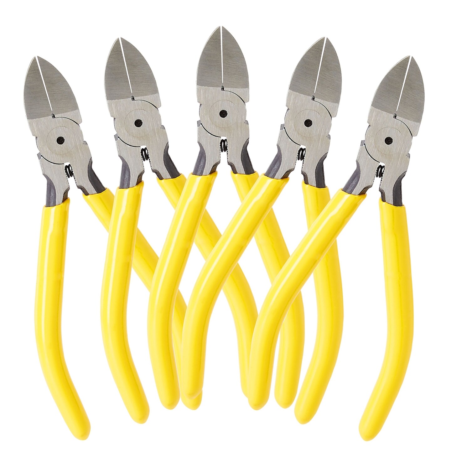 5 Pack CR-V Wire Flush Cutters, Soft Wire Side Cutters for Jewelry Making (Yellow, 5 Inch)