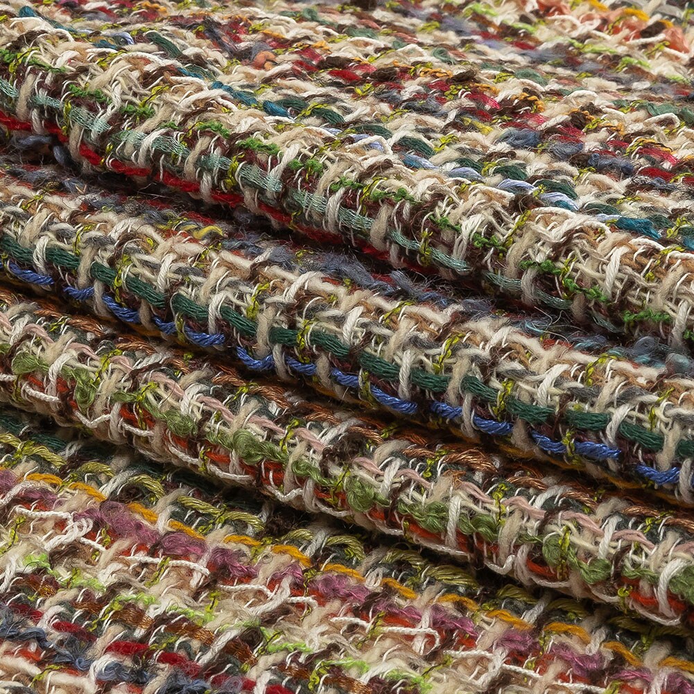 1 Yard Italian Desert Taupe Blue and Pink Wool Blend Tweed Fabric for Suits Coats and Skirts 61 inch Width