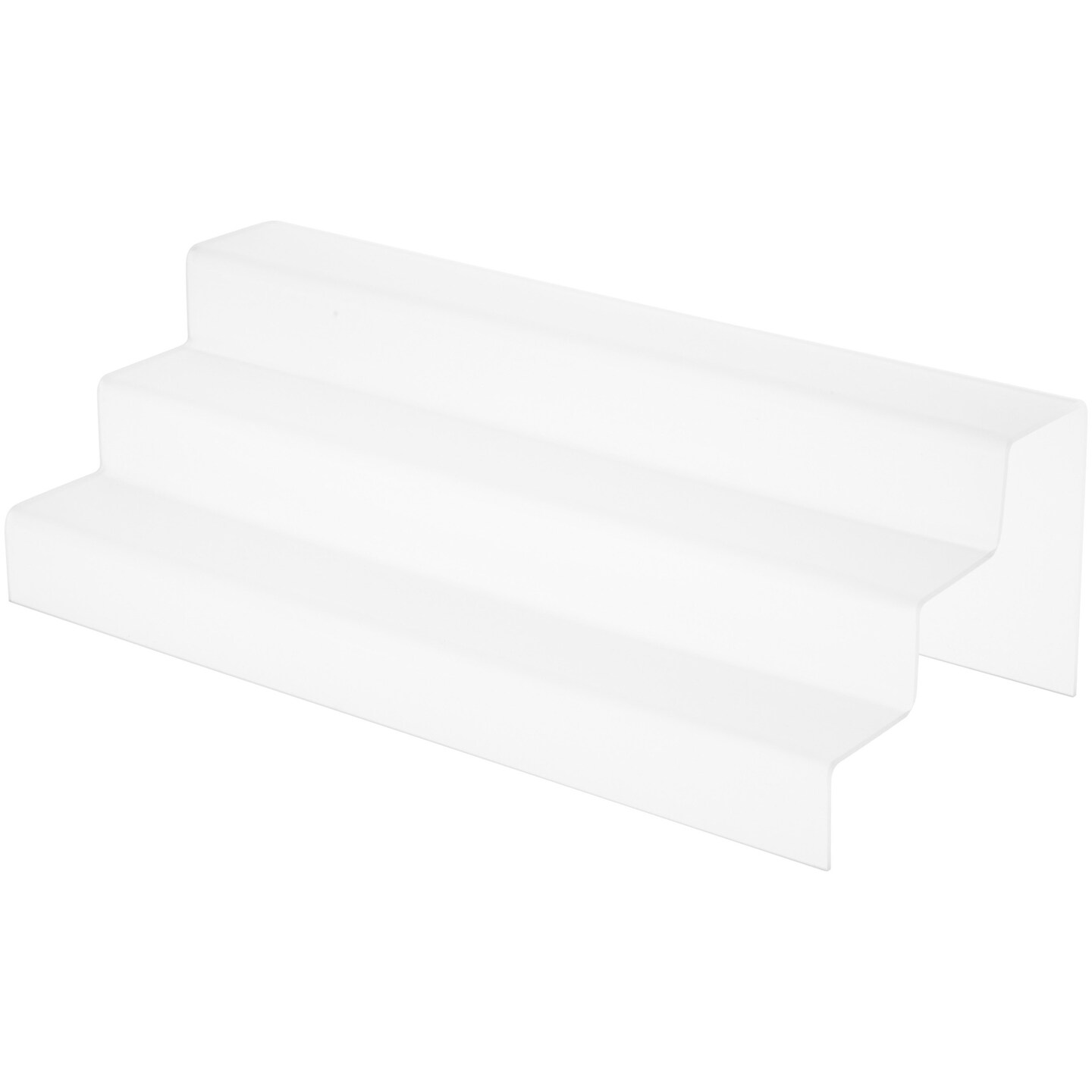 Plymor Frosted Acrylic 3-Step Solid Back Display Stairs, 5.5&#x22; H x 18&#x22; W x 8&#x22; D