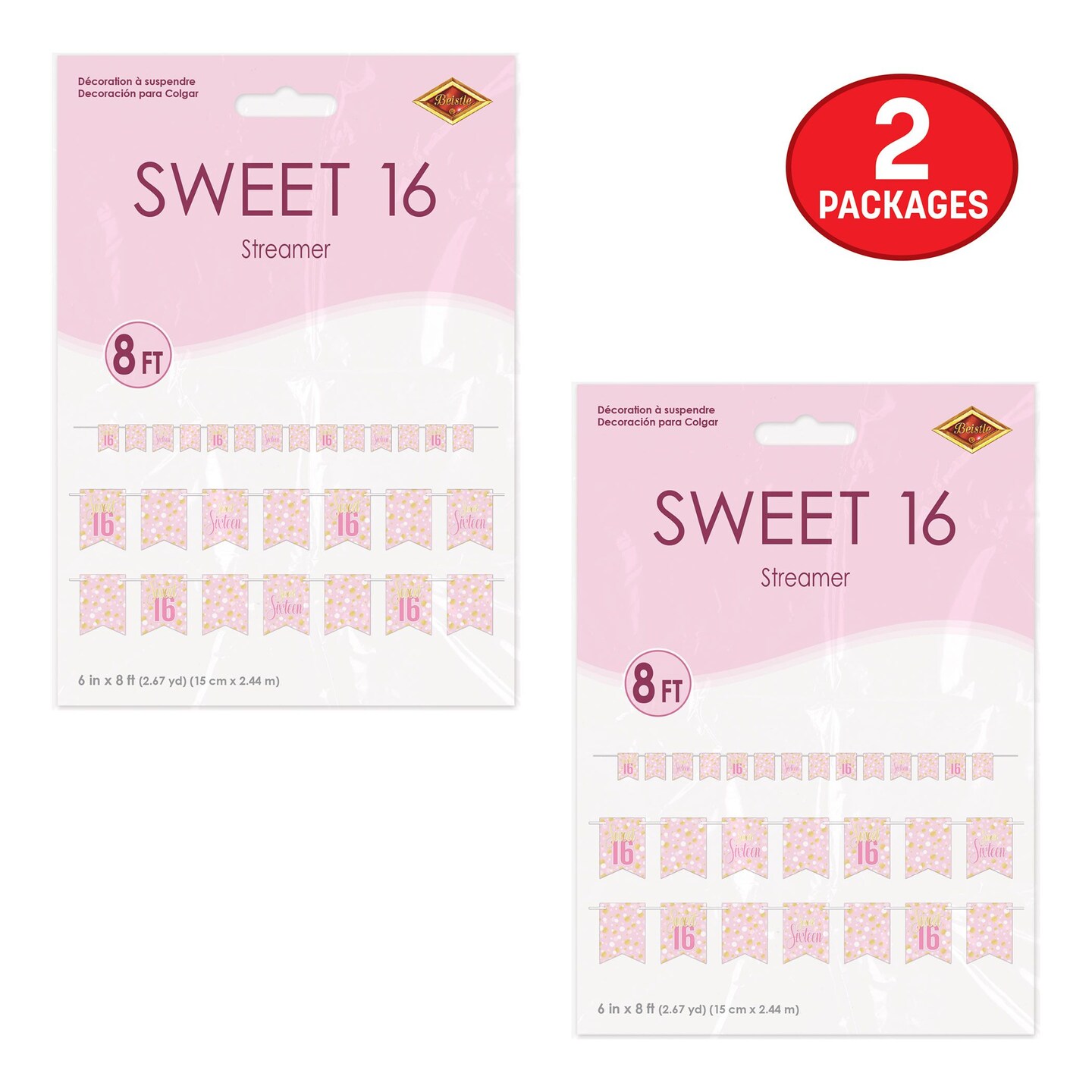 12 Pack Bulk Sweet 16 Streamer 6in x 8ft Birthday Party Banner