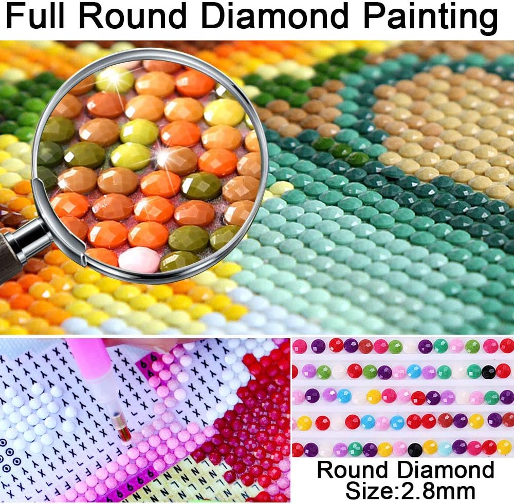 5D Diamond Painting Number Set 12X16 Inch, Full Round Drill Diamond Artist Wall Decoration Adult Art kit Living Room Bedroom Decoration