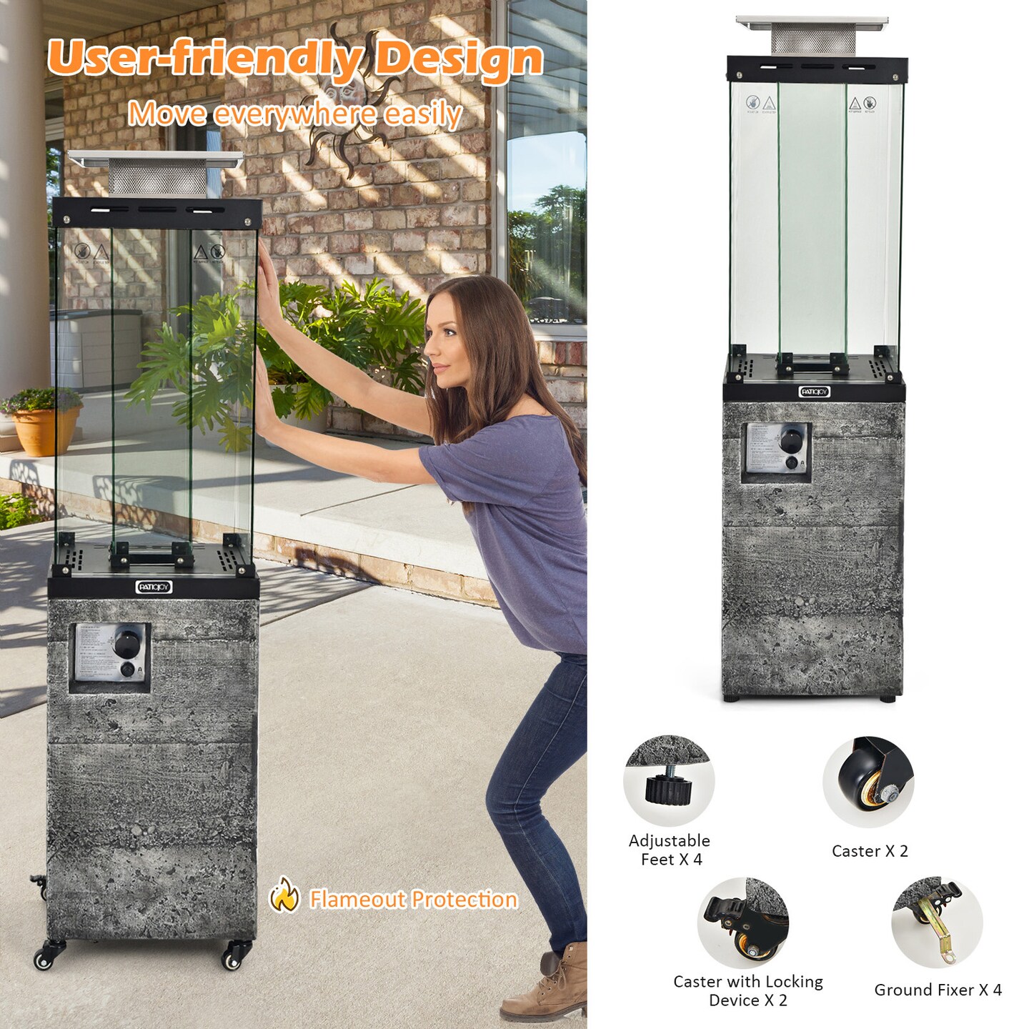 Propane Patio Heater with 41,000 BTU, Wheels and Waterproof Cover