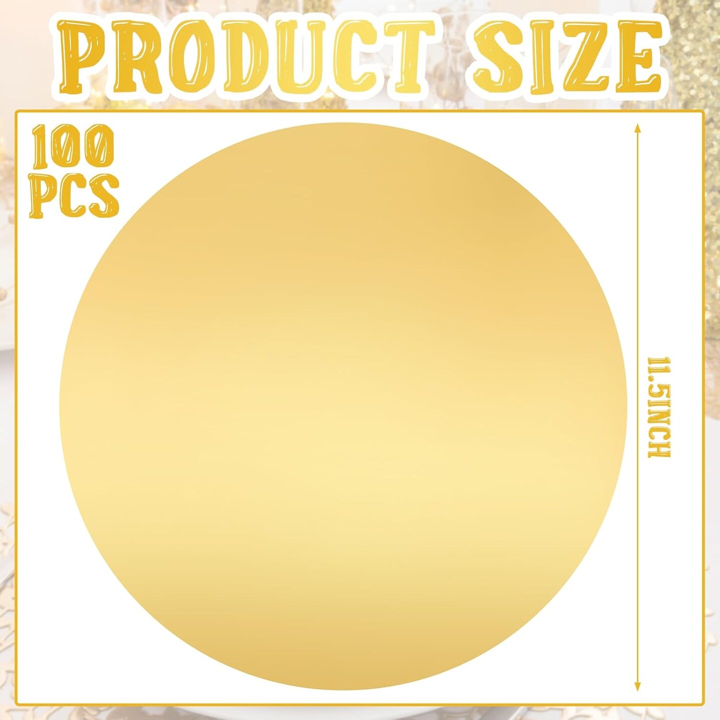 Round Paper Placemats Decorative Disposable Place Mats Table Mats for Dining Wedding Table Decoration Home Banquet New Years Festive Party Birthday Holiday (Gold, 100)