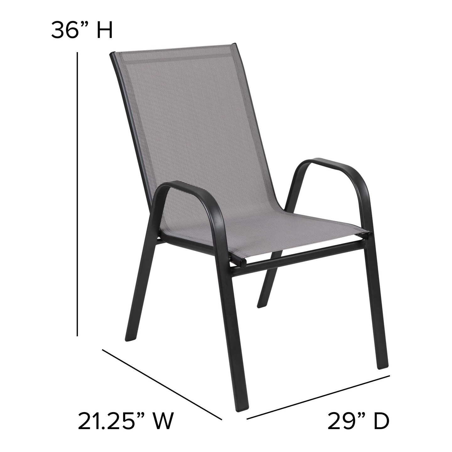 Merrick Lane Set of 4 Manado Series Metal Stacking Patio Chairs with Flex Comfort Material