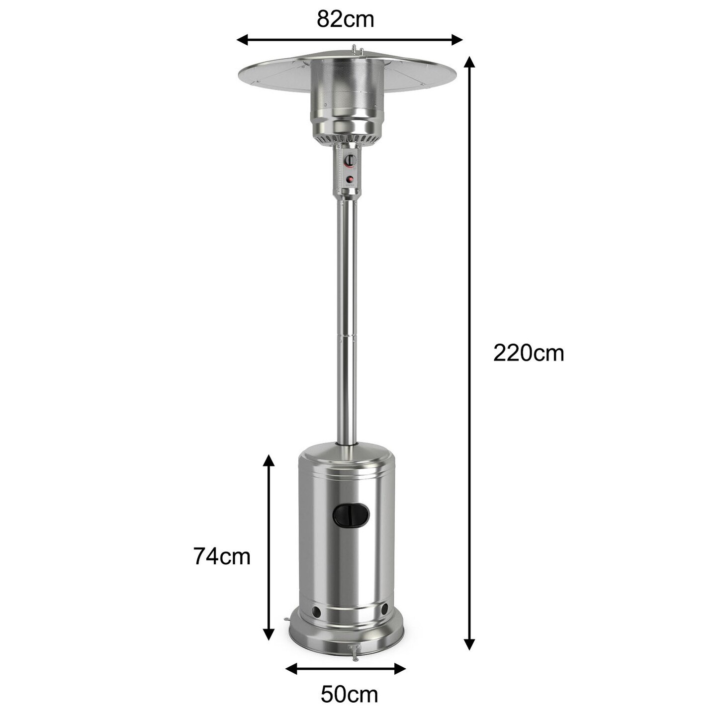 50000 BTU Stainless Steel Propane Outdoor Heater with Trip Over Protection and 2 Handles