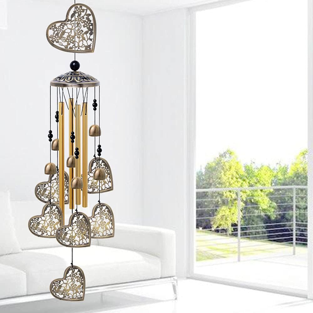 Garden Loving Heart Wind Chimes Outdoor Indoor Decor, Hand-Made Heart Musical Wind Chimes, Mobile Wind Catcher Romantic Wind-Bells for for Home, Mom Gifts, Balcony, Festival, Tree, Garden Decoration