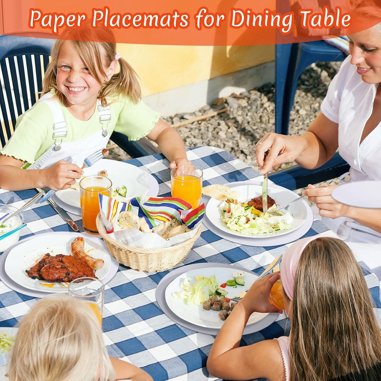 120 Pcs Disposable Paper Placemats 12 Inch Round Paper Place Mats Blank Table Mats for Restaurant Catering Dining Weddings Birthday Table Baby Kids Birthday Parties (White)