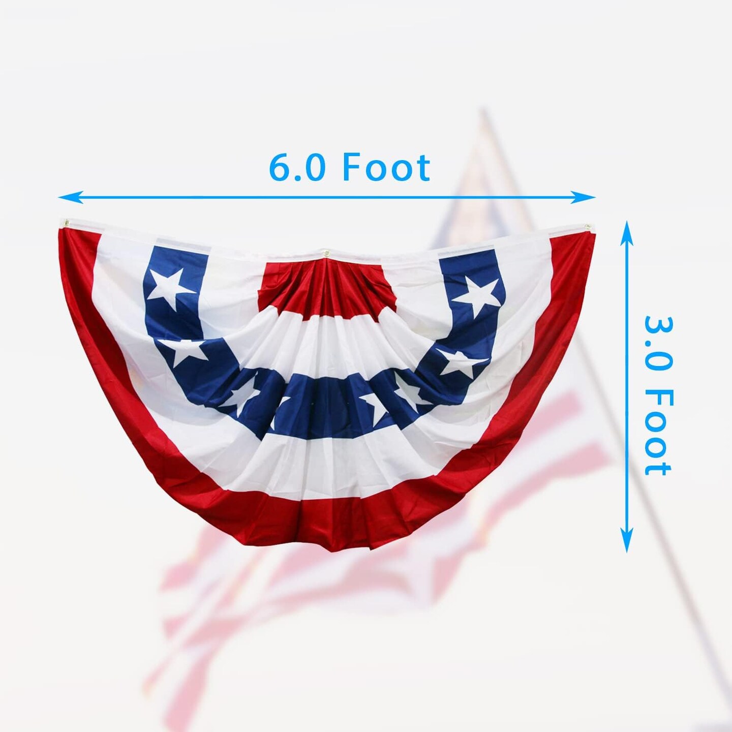 American Flags 3x6, 4th Of July Decorations, USA Flags Pleated Fan Flag, Patriotic Bunting For Outside, Red White And Blue Buntings