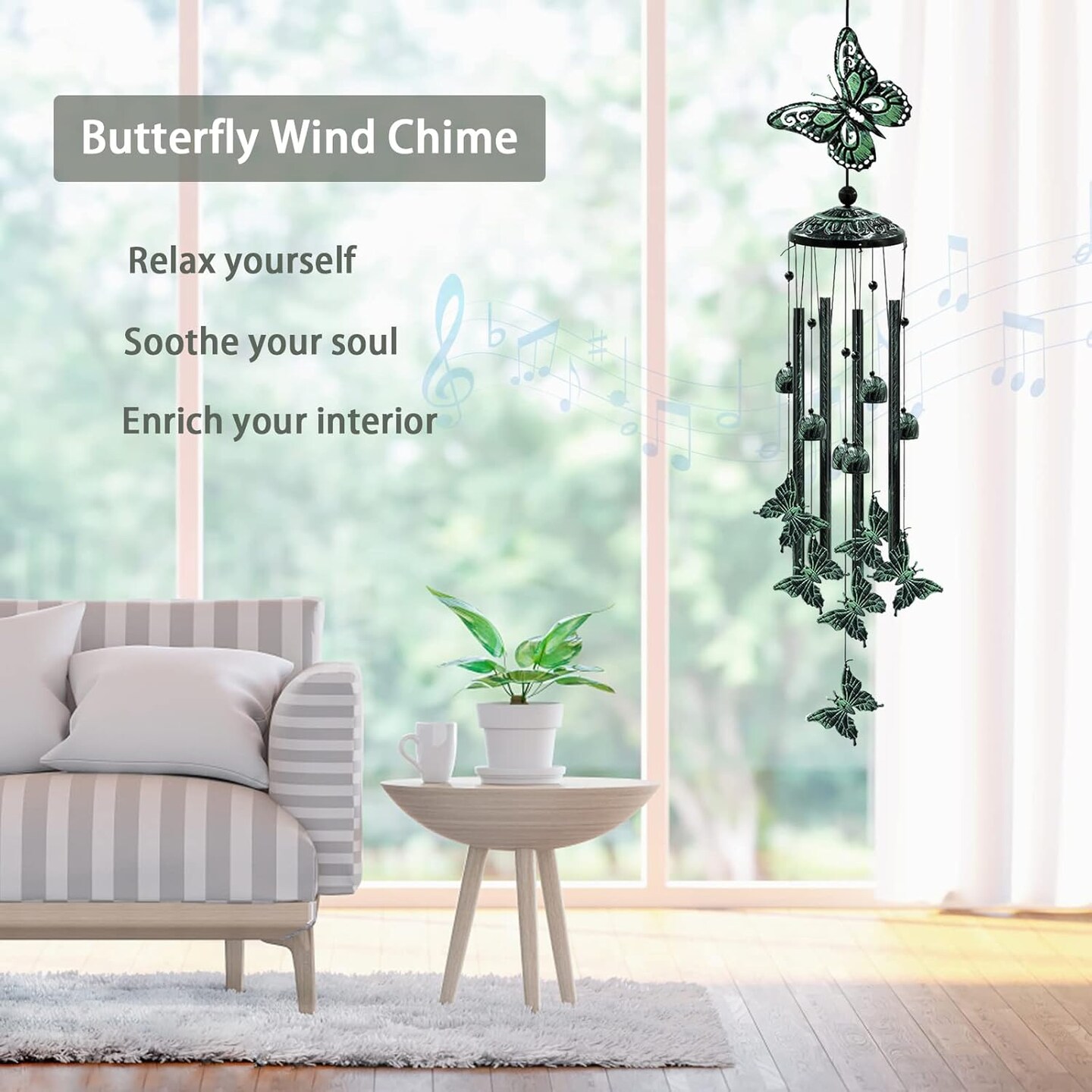 Wind Chimes for Outside, 33&#x22; Butterfly Wind Chimes Outdoor, Gifts for Women Mom Grandma Birthday