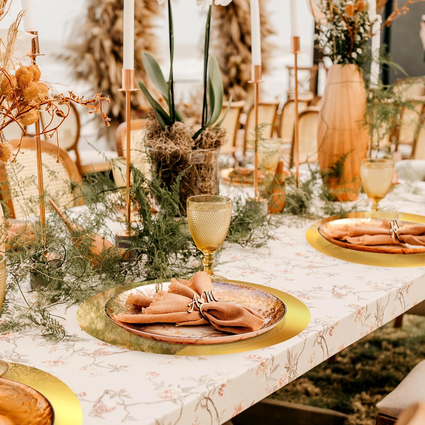 50PCS Round Gold Placemats, 13" Disposable Paper Placemats for Dining Table, Mirrored Gold Charger Place Mat for Kitchen Banquet Table Setting Wedding Birthday Dinner Party