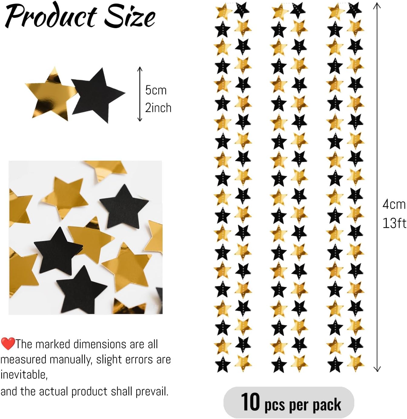 Gold Black Star Hanging Garlands Party Decorations