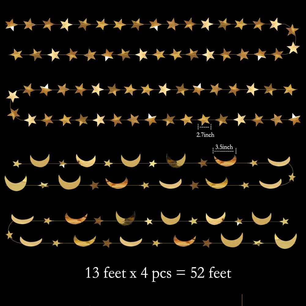 Gold Moon Star Garland Ramadan party decoration