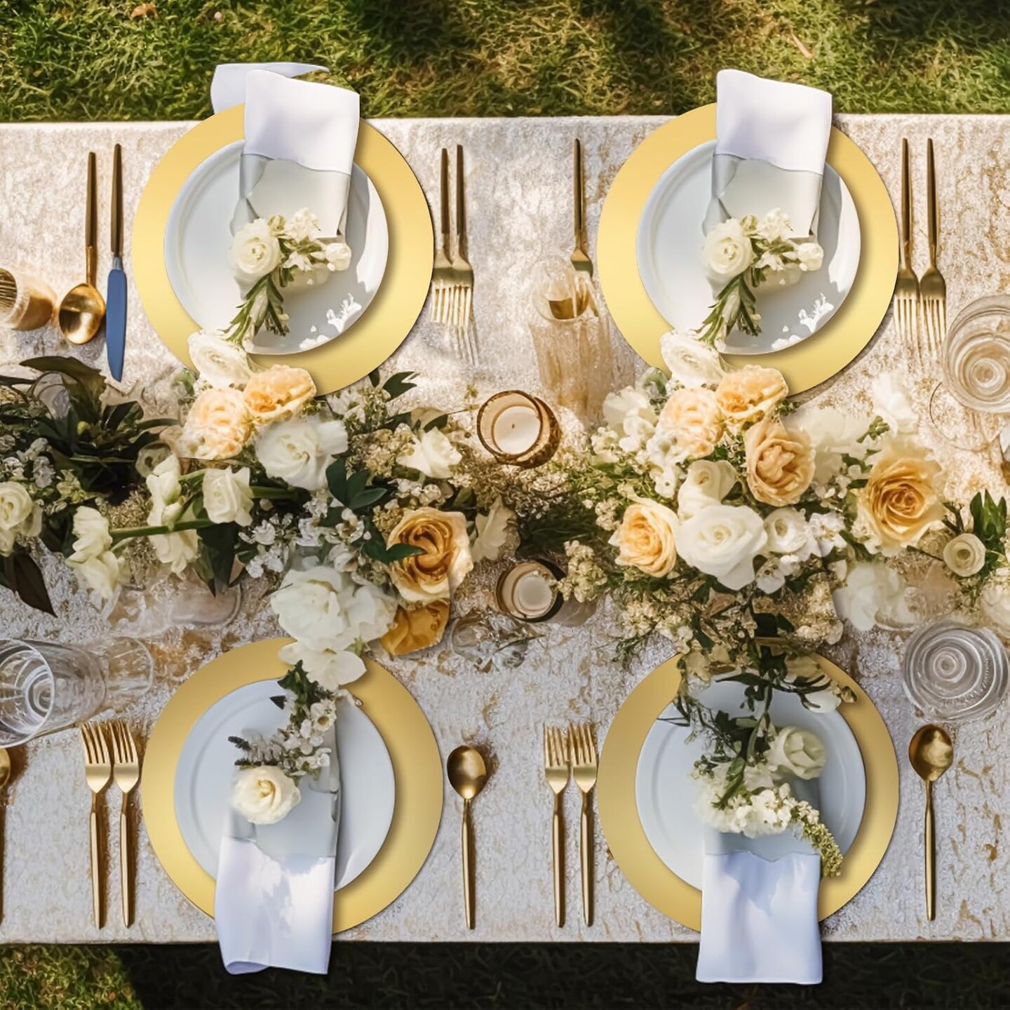 Round Paper Placemats Decorative Disposable Place Mats Table Mats for Dining Wedding Table Decoration Home Banquet New Years Festive Party Birthday Holiday (Gold, 100)