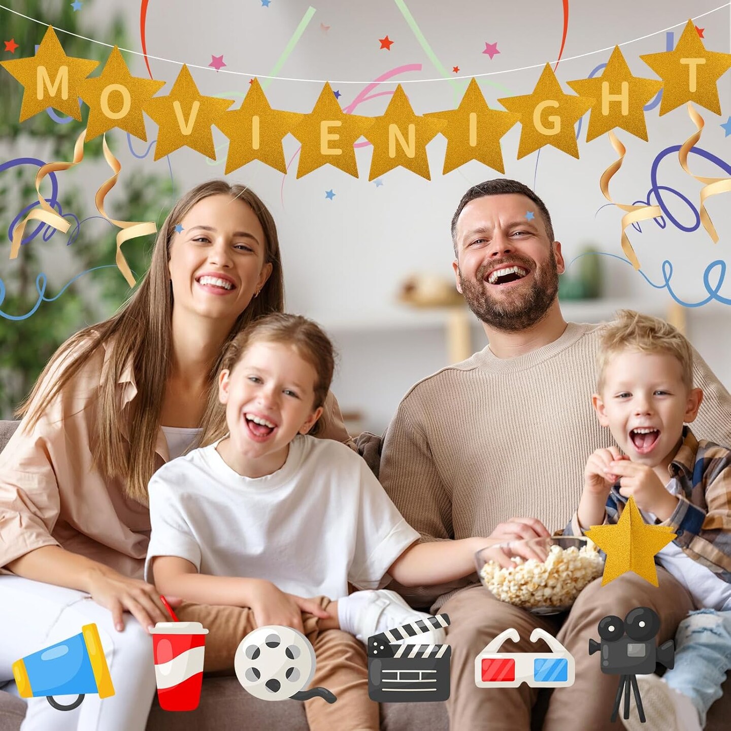 45 PCS 3D Gold Star Cutouts Decor Set Party Decorations