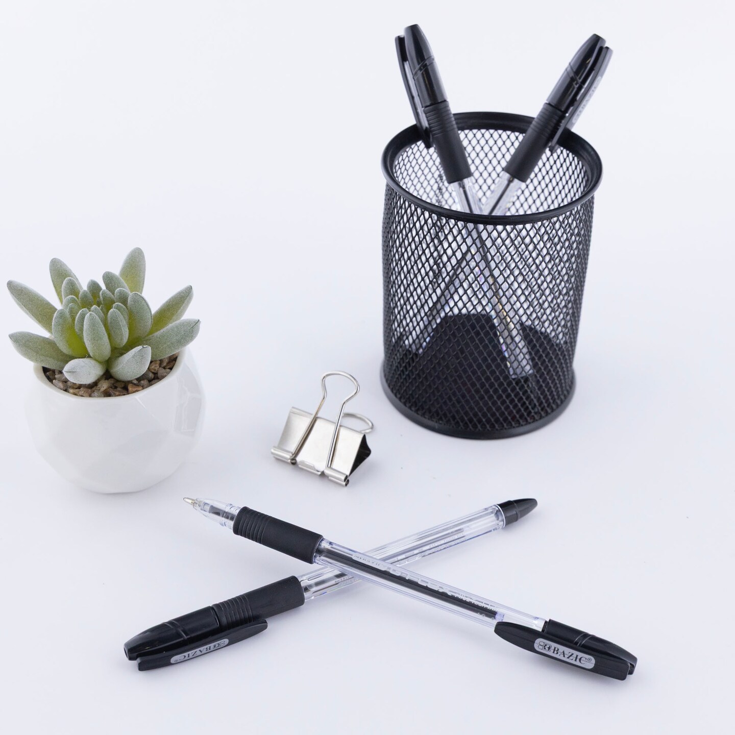 BAZIC G-Flex Black FUSE Tech Ink Pen w/ Cushion Grip (4/Pack)