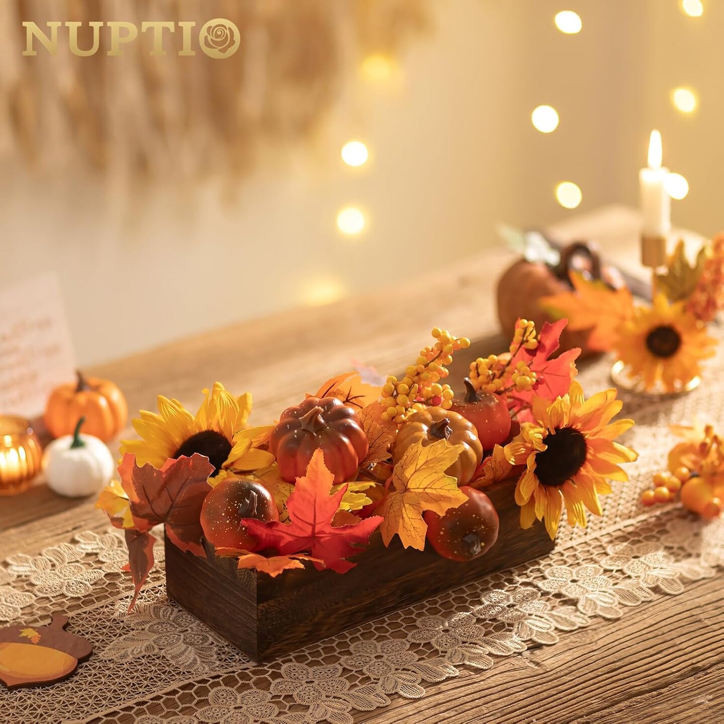 Wooden Box Centerpiece for Table: 2 Pcs 11.8&#x22; Long Wood Rectangle Planters - Farmhouse Flower Vase for Wedding Dining Living Room Window Mantel Table Decor